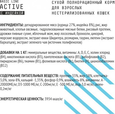 Сухой корм для кошек AJO Аctive полнорационный для взрослых кошек