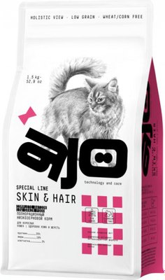 Сухой корм для кошек AJO Cat Skin & Hair для кошек здоровая кожа и красивая шерсть - фото
