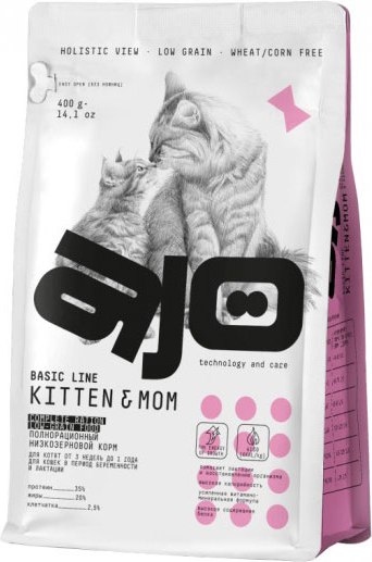 Сухой корм для кошек AJO Cat Kitten & Mom для котят, беременных и кормящих кошек - фото