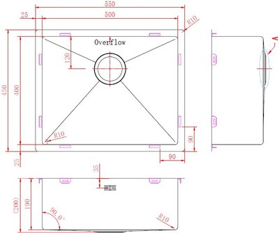 Мойка кухонная ZORG ZRN 4555 Premium PVD Gunblack
