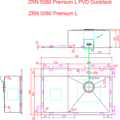Мойка кухонная ZORG ZRN 5080 Premium L