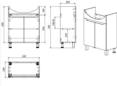 Тумба под умывальник Акваль Зара 60 / EZ.60.24.00.N