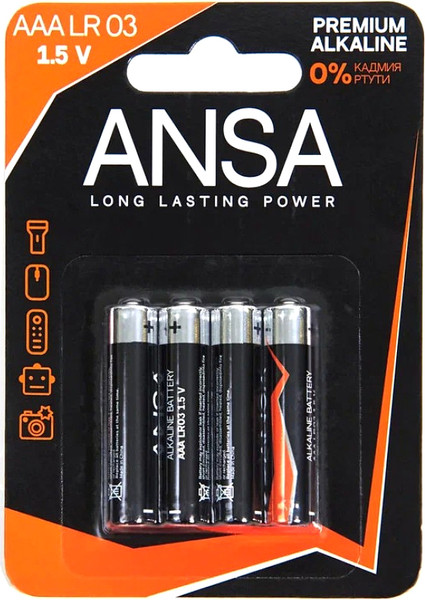 Комплект батареек ANSA 1.5 V LR03/BL-4 (AAA) - фото