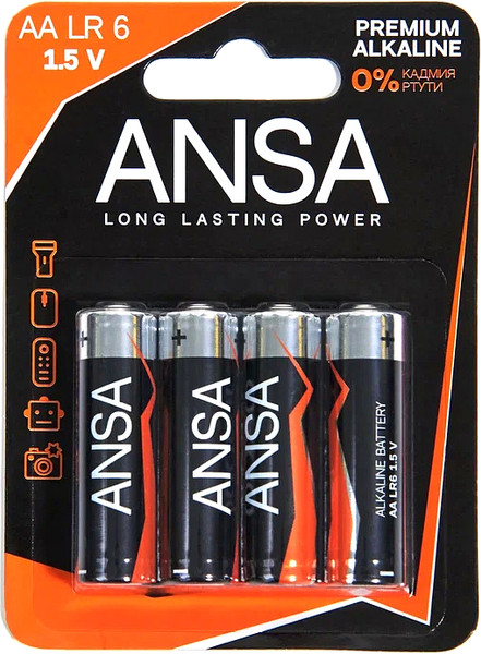 Комплект батареек ANSA 1.5 V LR6/BL-4 (AA) - фото