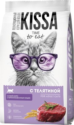Сухой корм для кошек Kissa для cтерилизованных кошек с телятиной - фото