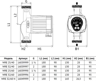 Циркуляционный насос Wellmix WRE 32/60-180 N / 16049999