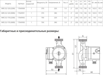 Циркуляционный насос Wellmix WRS 32-170 250 / 17049992