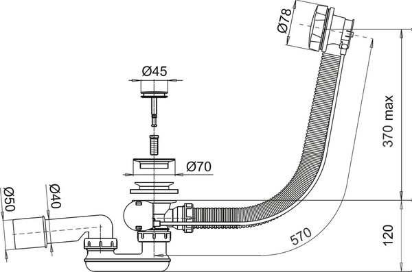 Сифон Whitecross 60см / SPWC60GL