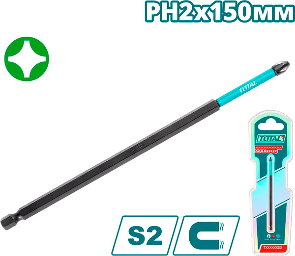 Бита TOTAL PH2 150мм / TACIM71PH2150