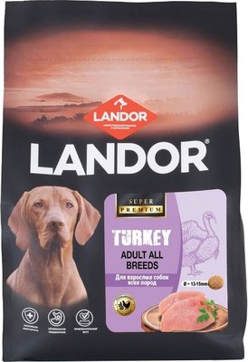 Сухой корм для собак Landor Monoprotein для взрослых собак всех пород с индейкой / F2130 - фото