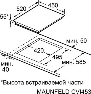 Индукционная варочная панель Maunfeld CVI453SBBK Lux Inverter
