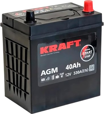 Автомобильный аккумулятор KrafT AGM Asia 40 JR 330A / AGM-B21 - фото