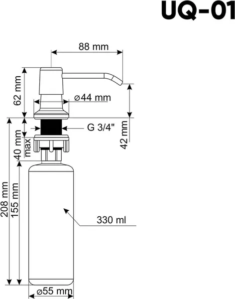 Дозатор встраиваемый в мойку Ulgran Quartz UQ 01-02