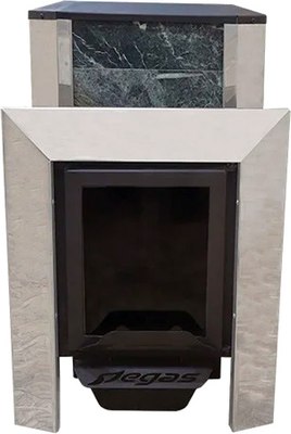 Печь-каменка Пегас 22 чугун со стеклом в камне змеевик