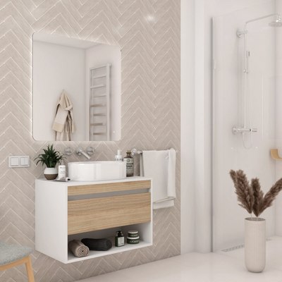 Тумба под умывальник Teymi Ritta 75см / T60539 (белый/дуб)