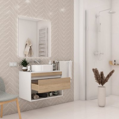 Тумба под умывальник Teymi Ritta 75см / T60539 (белый/дуб)