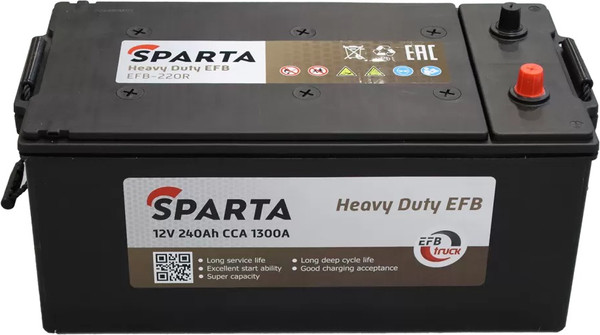 Автомобильный аккумулятор SPARTA EFB-220R 1280А