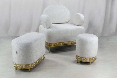 Банкетка Sheffilton SHT-B21-1 (серое облако/хром лак микровелюр/металл)