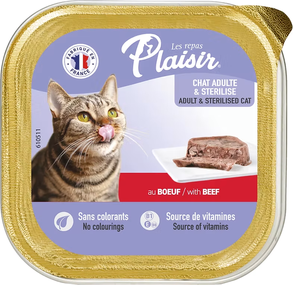 Влажный корм для кошек Plaisir паштет из говядины ламистер - фото