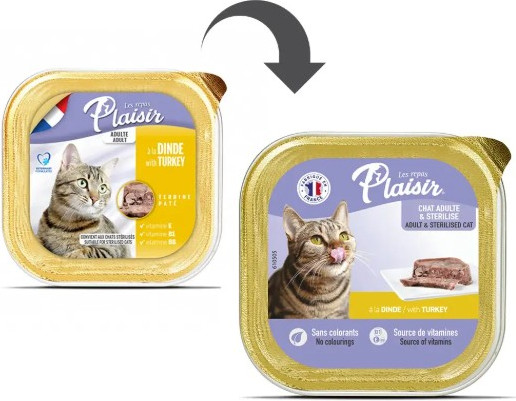 Влажный корм для кошек Plaisir паштет из индейки ламистер