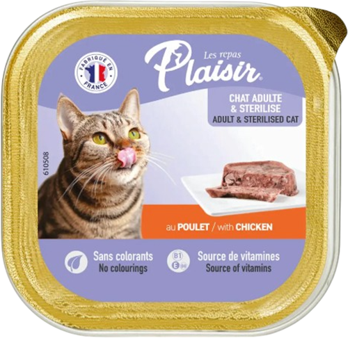 Влажный корм для кошек Plaisir паштет из курицы ламистер - фото