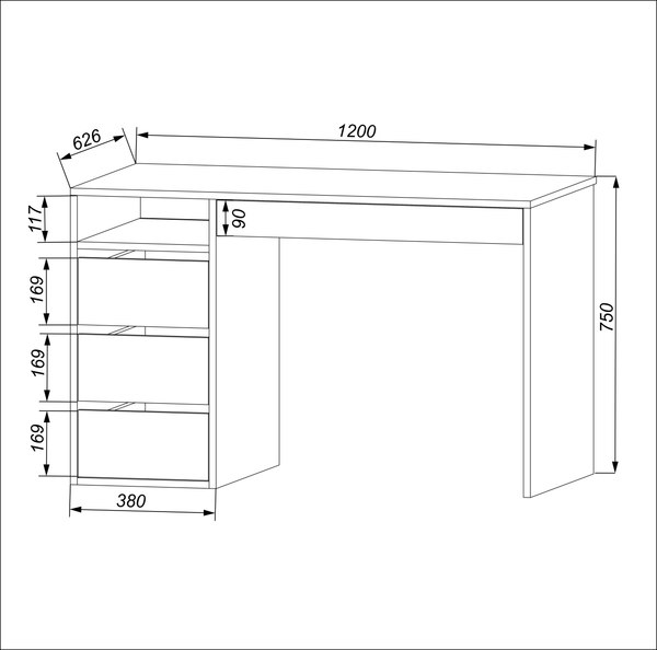Письменный стол ВерсоМебель СП-4 Премиум 750x1200-626