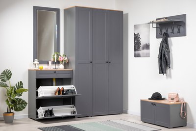 Тумба для обуви Mobi Остин 16.121 (серый графит 0162 РЕ/дуб золотой Craft/графит ZB 856-2)