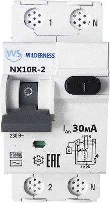 Дифференциальный автомат Wilderness NX10R 1P+N C10 30mA тип AC 10kA (R) / NX10R-2-010C-030AC - фото