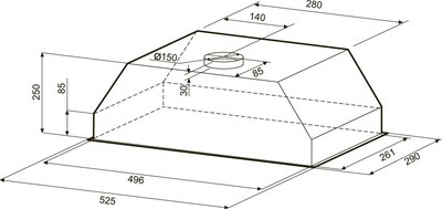 Вытяжка скрытая Krona Sven 600 Black One Knob / КА-00008255