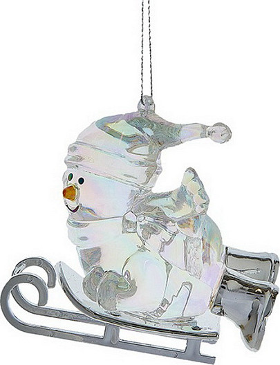 Елочная игрушка Kurt S. Adler Christmas 2024. Снеговик на санках / D4453_3 - фото