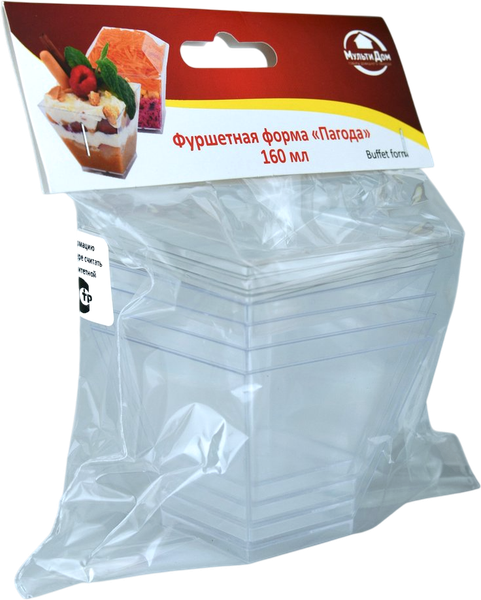 Набор одноразовых форм для фуршета Мультидом Пагода МТ76-92 - фото