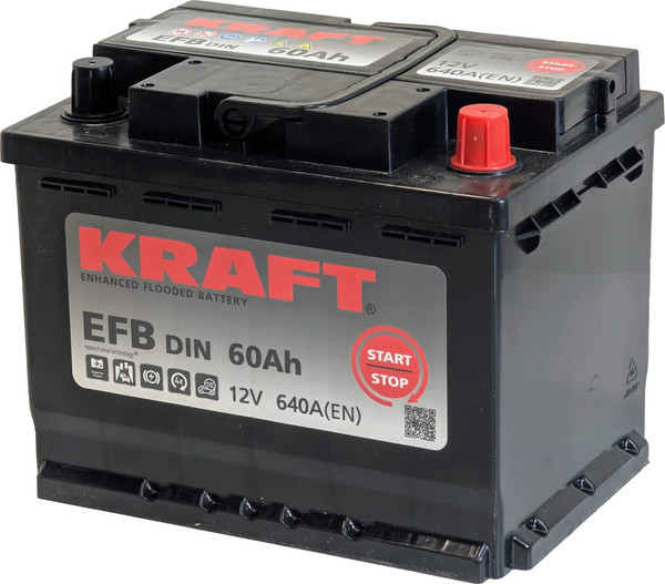Автомобильный аккумулятор KrafT EFB R 640A / EFB-L2 - фото
