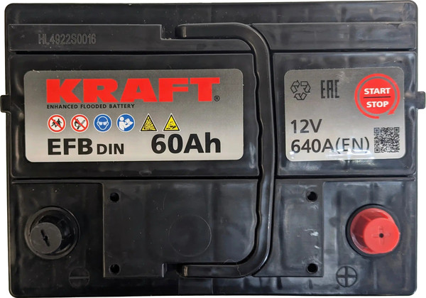 Автомобильный аккумулятор KrafT EFB R 640A / EFB-L2