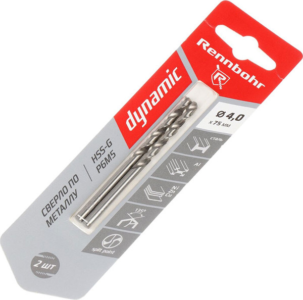 Сверло Rennbohr 4.0х75мм Dinamic P9M3 / 675040 - фото