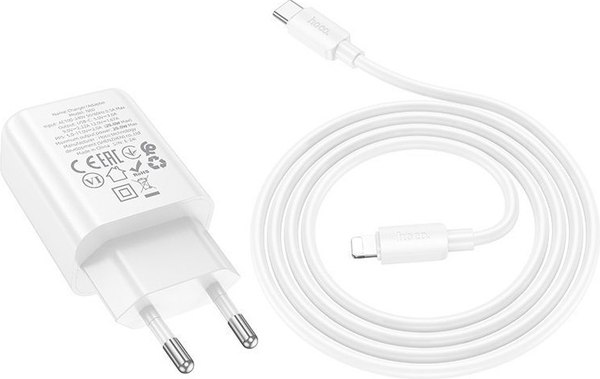 Зарядное устройство сетевое Hoco N60 с кабелем Lightning-Type-C - фото