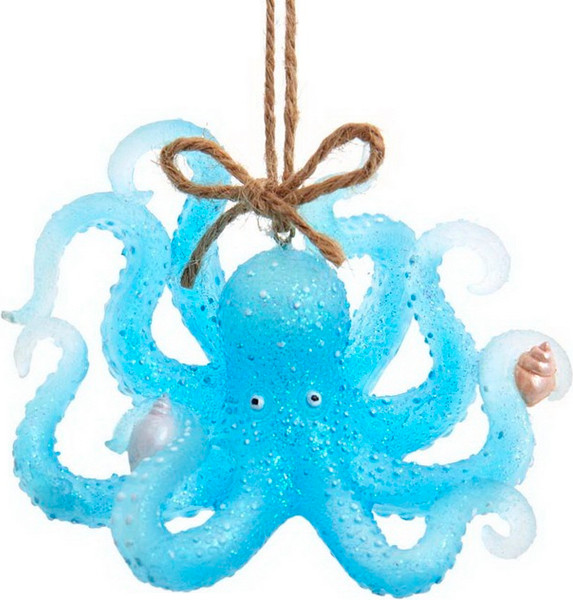 Елочная игрушка Kurt S. Adler Christmas 2024. Голубой осьминог / E0484 - фото