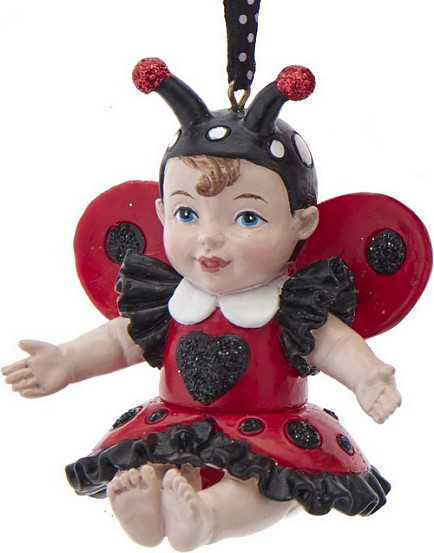 Елочная игрушка Kurt S. Adler Christmas 2024. Малышка-божья коровка сидит / E0543_1 - фото