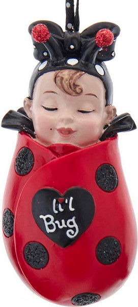 Елочная игрушка Kurt S. Adler Christmas 2024. Малышка-божья коровка в коконе / E0543_3 - фото