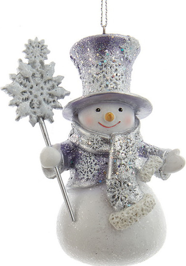 Елочная игрушка Kurt S. Adler Christmas 2024. Серебристый снеговик / E0815 - фото