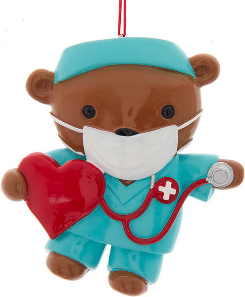 Елочная игрушка Kurt S. Adler Christmas 2024. Медвежонок-доктор / J8628 - фото