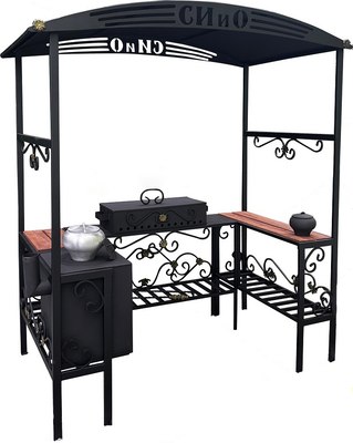 Мангал-беседка Станкоинструмент Царский (кованый с печью и дымоходом) - фото