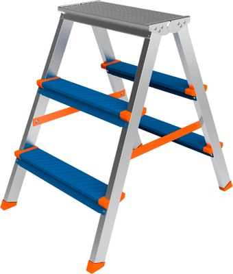 Лестница-стремянка Sarayli Алюминиевая двухсторонняя Color 004739 (3x3) - фото