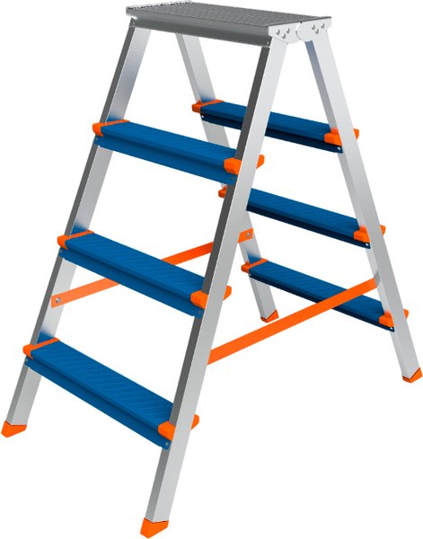 Лестница-стремянка Sarayli Алюминиевая двухсторонняя Color 004740 (4x4) - фото