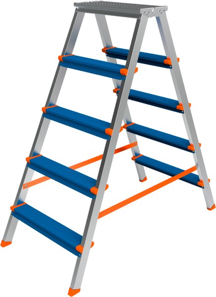 Лестница-стремянка Sarayli Алюминиевая двухсторонняя Color 004741 (5x5) - фото