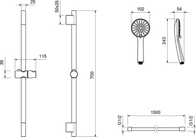 Душевой гарнитур Aquatek Бетта AQ2017CR
