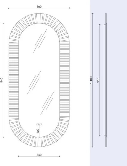 Зеркало Teymi Iva Caprice 500x1100 / T20610