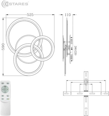 Люстра Estares Sonne 90W 4R-APP-590x525x110-WHITE/WHITE-220-IP20