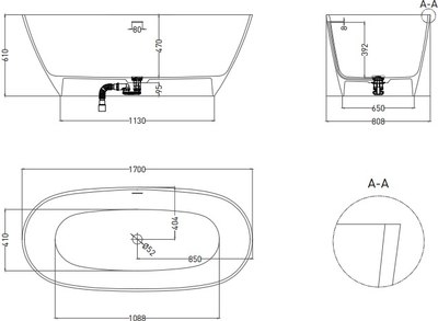 Ванна из искусственного камня LoveForm Lofo 170x80 Solid Surface UM12122