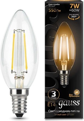 Лампа Gauss Filament Candle E14 7W 2700K / 14801107