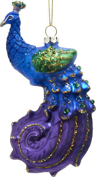 Елочная игрушка Kurt S. Adler Christmas 2024. Яркий павлин / T3672 - фото
